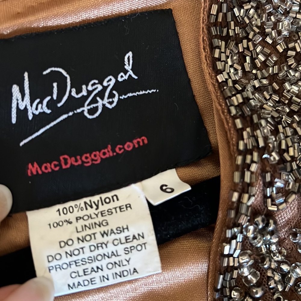 Mac Duggal Bronze Beaded Midi Dress - Picture 13 of 14